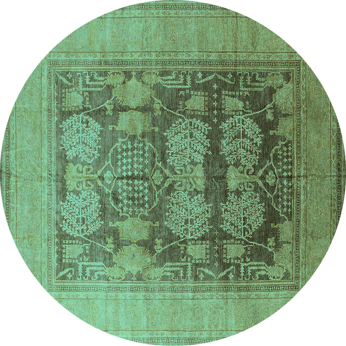 Round Oriental Turquoise Industrial Rug, urb3190turq