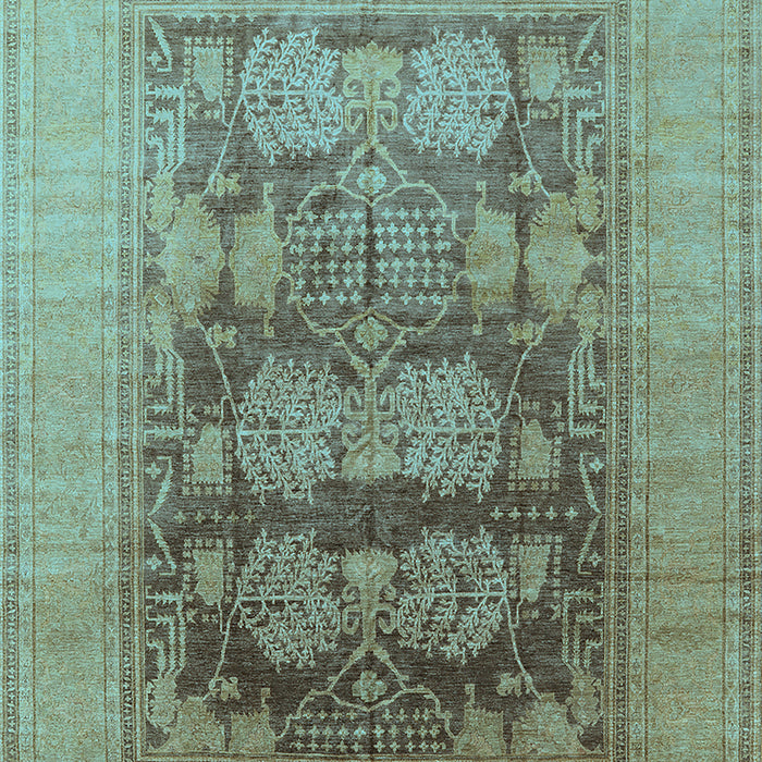 Machine Washable Oriental Light Blue Industrial Rug, wshurb3190lblu