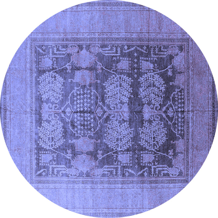 Round Oriental Blue Industrial Rug, urb3190blu