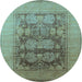 Round Oriental Light Blue Industrial Rug, urb3190lblu