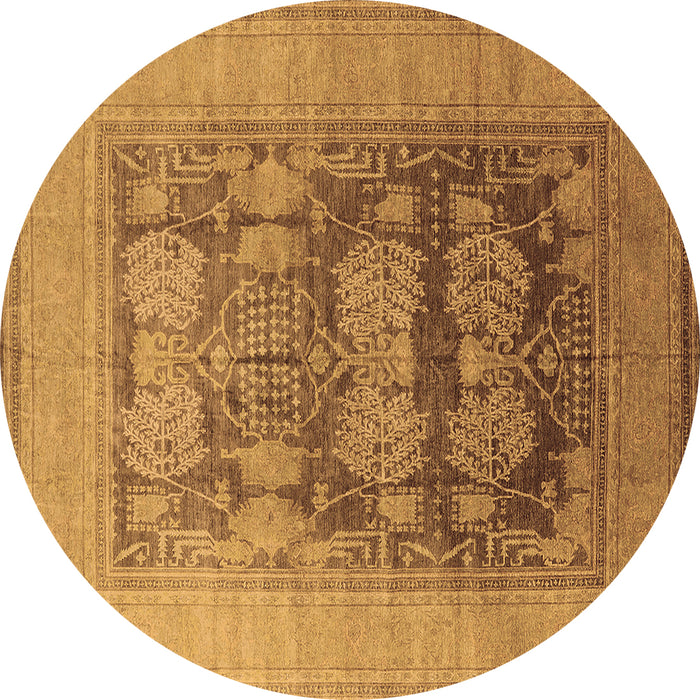 Round Oriental Brown Industrial Rug, urb3190brn