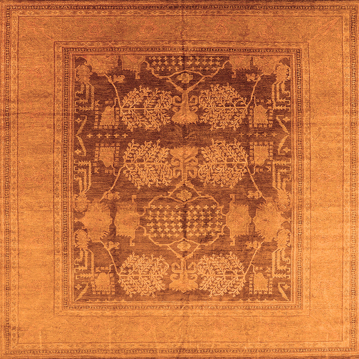 Square Machine Washable Oriental Orange Industrial Area Rugs, wshurb3190org
