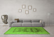 Machine Washable Oriental Green Industrial Area Rugs in a Living Room,, wshurb3190grn
