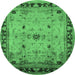 Round Oriental Emerald Green Industrial Rug, urb3191emgrn