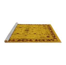 Sideview of Machine Washable Oriental Yellow Industrial Rug, wshurb3191yw