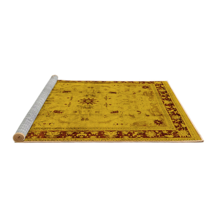 Sideview of Machine Washable Oriental Yellow Industrial Rug, wshurb3191yw