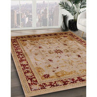 Mid-Century Modern Mahogany Brown Oriental Rug, urb3191