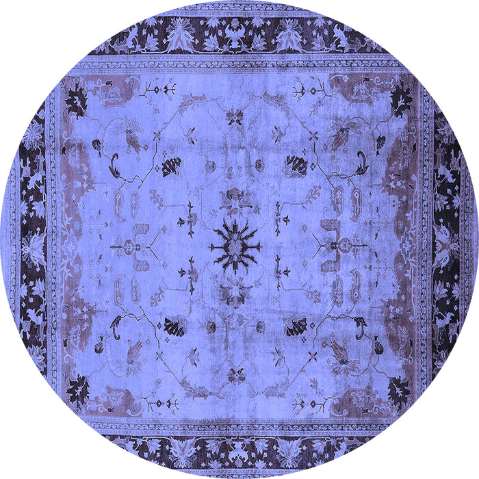 Round Oriental Blue Industrial Rug, urb3191blu
