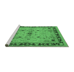 Sideview of Machine Washable Oriental Emerald Green Industrial Area Rugs, wshurb3191emgrn