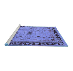 Sideview of Machine Washable Oriental Blue Industrial Rug, wshurb3191blu