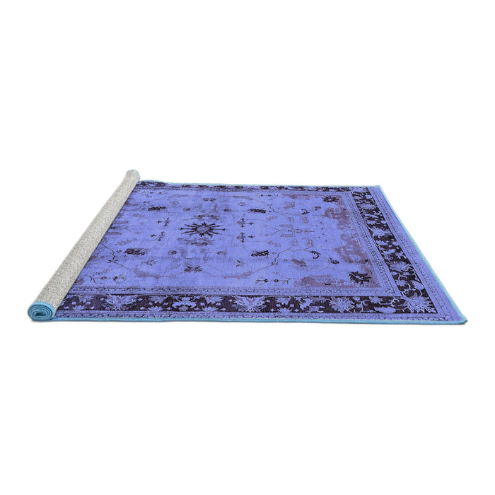 Sideview of Machine Washable Oriental Blue Industrial Rug, wshurb3191blu