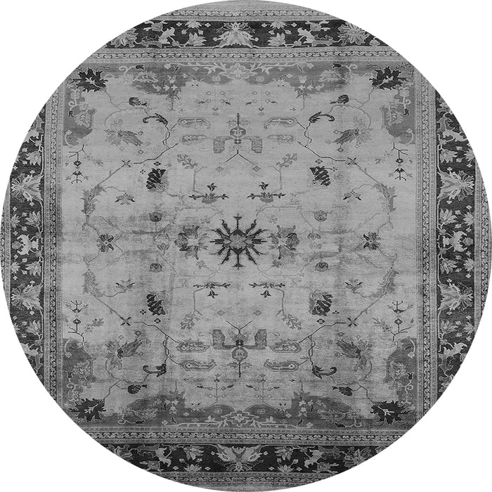 Round Oriental Gray Industrial Rug, urb3191gry