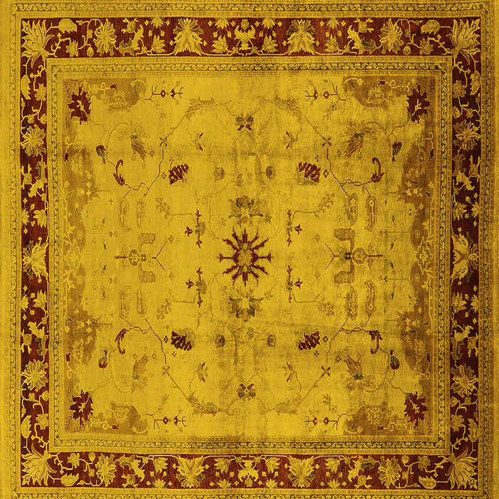 Square Machine Washable Oriental Yellow Industrial Rug, wshurb3191yw