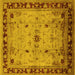 Square Machine Washable Oriental Yellow Industrial Rug, wshurb3191yw