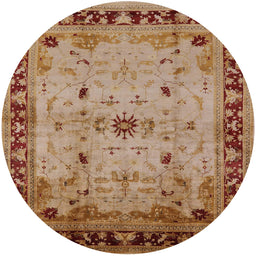 Round Mid-Century Modern Mahogany Brown Oriental Rug, urb3191