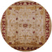 Round Mid-Century Modern Mahogany Brown Oriental Rug, urb3191