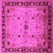 Square Machine Washable Oriental Pink Industrial Rug, wshurb3191pnk