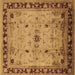 Square Machine Washable Oriental Brown Industrial Rug, wshurb3191brn