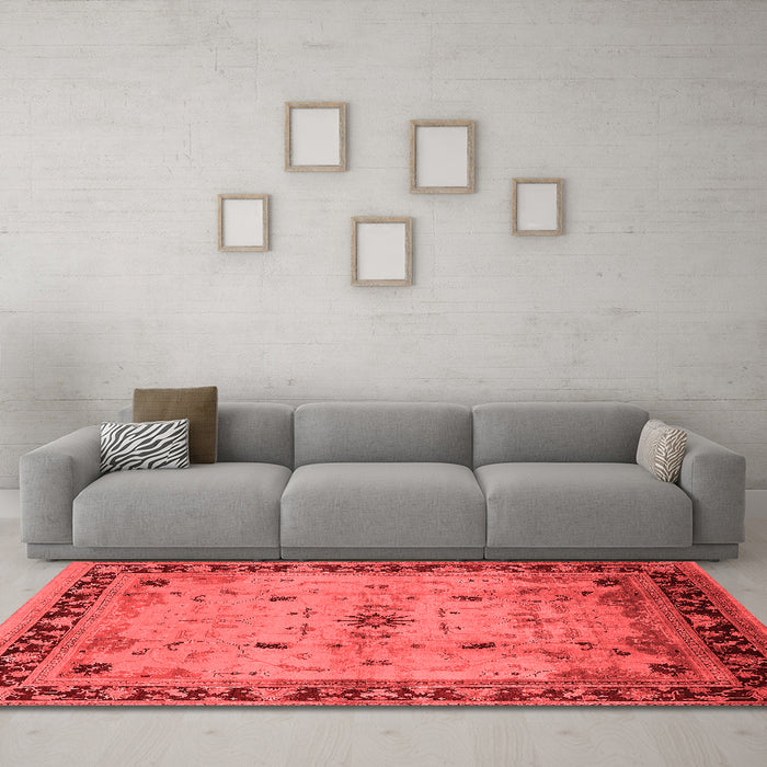 Industrial Red Washable Rugs