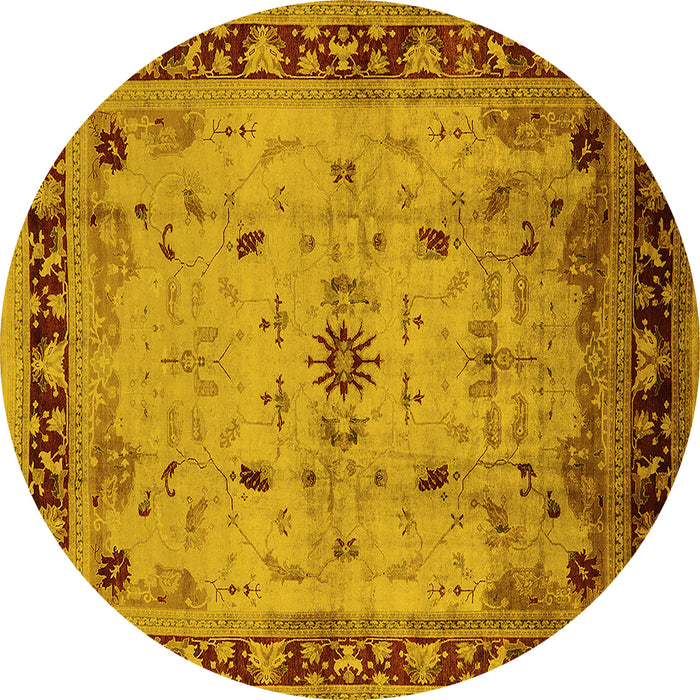 Round Oriental Yellow Industrial Rug, urb3191yw