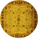 Round Oriental Yellow Industrial Rug, urb3191yw