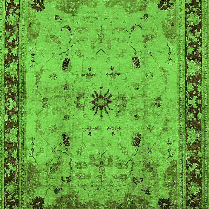 Machine Washable Oriental Green Industrial Area Rugs, wshurb3191grn