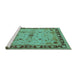 Sideview of Machine Washable Oriental Turquoise Industrial Area Rugs, wshurb3191turq