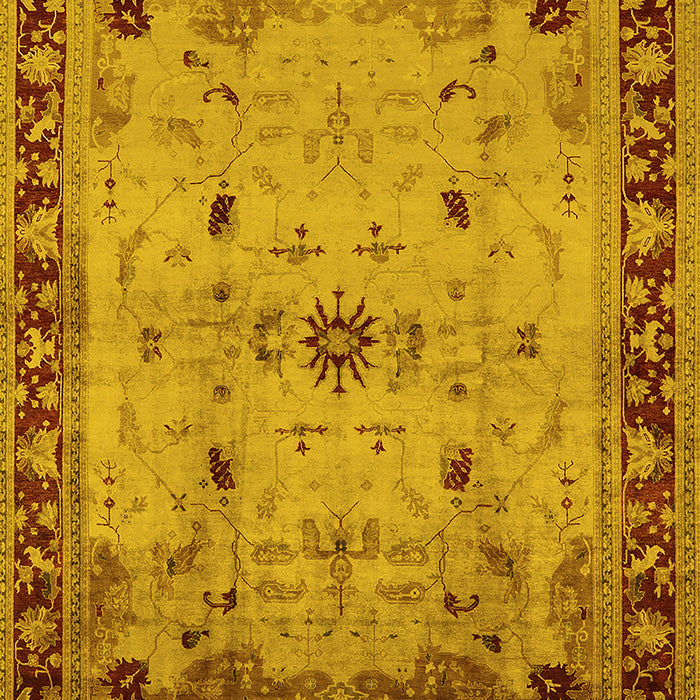 Machine Washable Oriental Yellow Industrial Rug, wshurb3191yw
