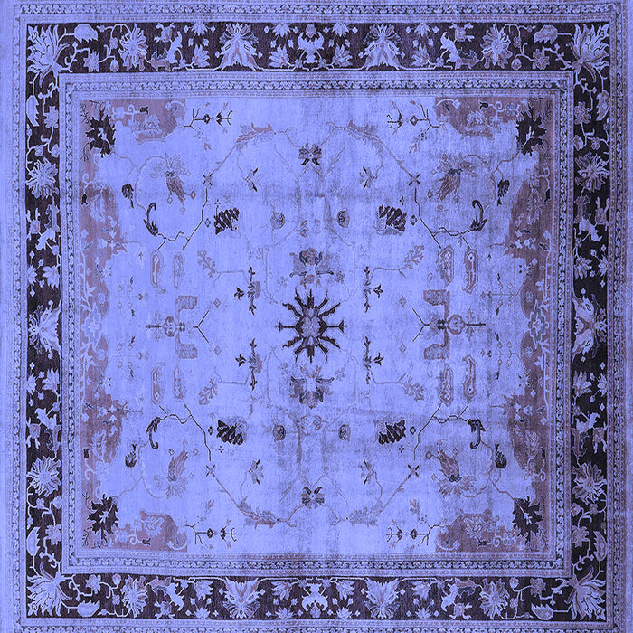 Square Machine Washable Oriental Blue Industrial Rug, wshurb3191blu