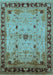 Machine Washable Oriental Light Blue Industrial Rug, wshurb3191lblu