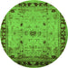 Round Oriental Green Industrial Rug, urb3191grn