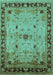 Machine Washable Oriental Turquoise Industrial Area Rugs, wshurb3191turq