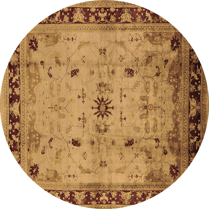 Round Oriental Brown Industrial Rug, urb3191brn