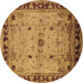 Round Oriental Brown Industrial Rug, urb3191brn