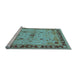 Sideview of Machine Washable Oriental Light Blue Industrial Rug, wshurb3191lblu