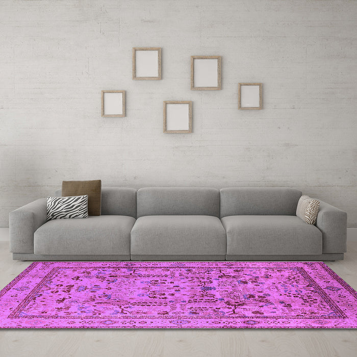 Machine Washable Oriental Purple Industrial Area Rugs in a Living Room, wshurb3192pur