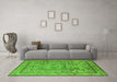 Machine Washable Oriental Green Industrial Area Rugs in a Living Room,, wshurb3192grn