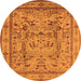 Round Machine Washable Oriental Orange Industrial Area Rugs, wshurb3192org