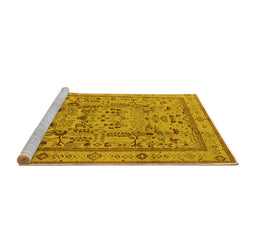 Sideview of Machine Washable Oriental Yellow Industrial Rug, wshurb3192yw