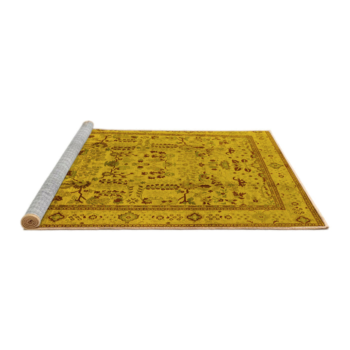 Sideview of Machine Washable Oriental Yellow Industrial Rug, wshurb3192yw