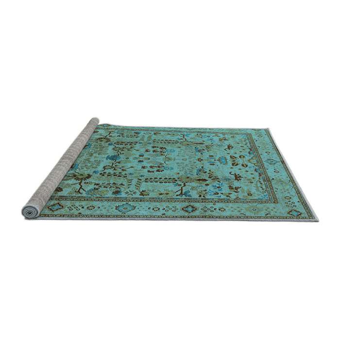 Sideview of Machine Washable Oriental Light Blue Industrial Rug, wshurb3192lblu