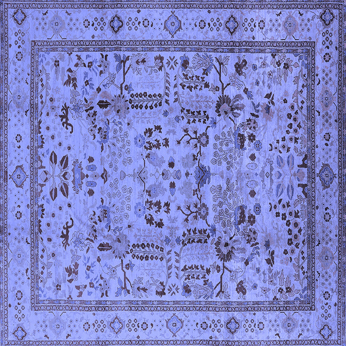 Square Machine Washable Oriental Blue Industrial Rug, wshurb3192blu