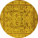 Round Oriental Yellow Industrial Rug, urb3192yw