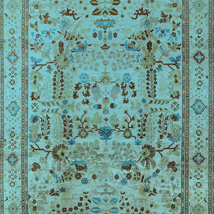 Machine Washable Oriental Light Blue Industrial Rug, wshurb3192lblu