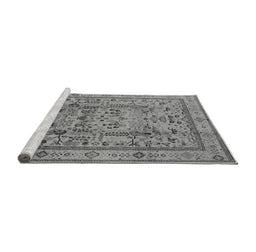 Sideview of Machine Washable Oriental Gray Industrial Rug, wshurb3192gry