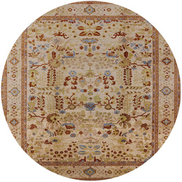 Round Mid-Century Modern Brown Oriental Rug, urb3192