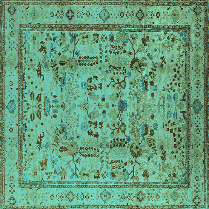 Square Oriental Turquoise Industrial Rug, urb3192turq