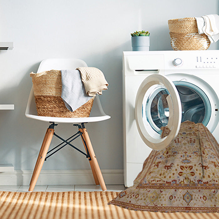 Machine Washable Industrial Modern Brown Sugar Brown Rug in a Washing Machine, wshurb3192