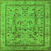 Square Machine Washable Oriental Green Industrial Area Rugs, wshurb3192grn