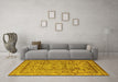 Machine Washable Oriental Yellow Industrial Rug in a Living Room, wshurb3192yw